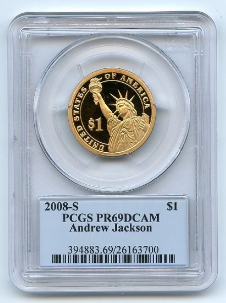 2008 S $1 Andrew Jackson Dollar PCGS PR69DCAM