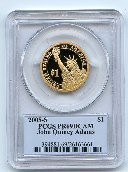 2008 S $1 John Quincy Adams Dollar PCGS PR69DCAM