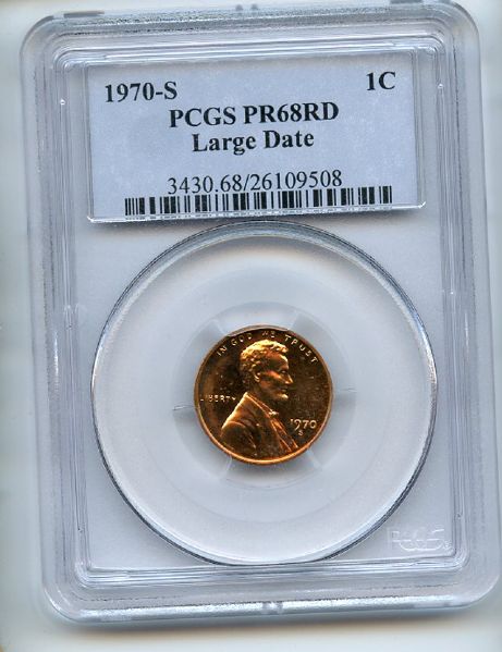 1970 S 1C Lincoln Cent PCGS PR68