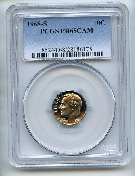 1968 S 10C Roosevelt Dime PCGS PR68CAM