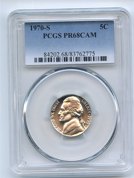 1970 S 5C Jefferson Nickel PCGS PR68CAM