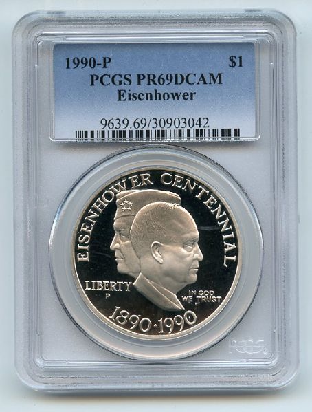 1990 P $1 Eisenhower Silver Commemorative Dollar PCGS PR69DCAM