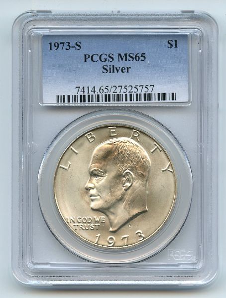 1973 S $1 Silver Ike Eisenhower Dollar PCGS MS65