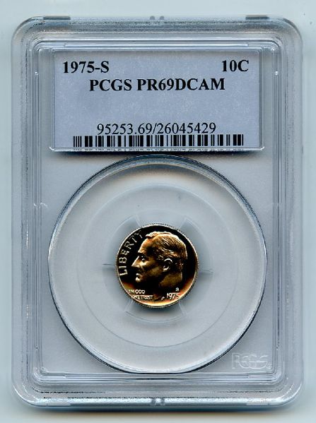 1975 S 10C Roosevelt Dime Proof PCGS PR69DCAM