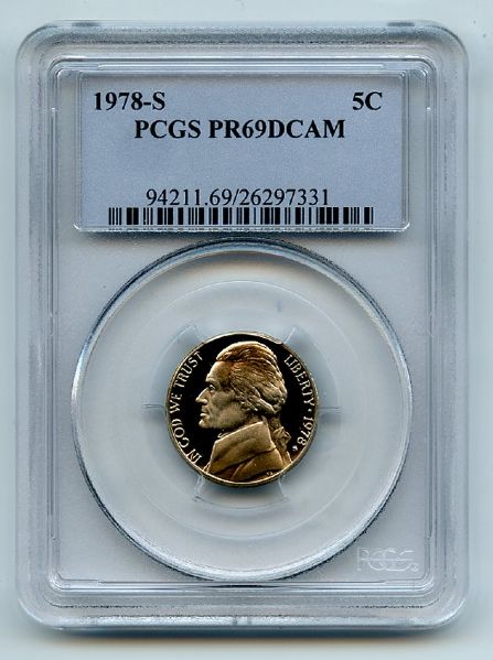 1978 S 5C Jefferson Nickel Proof PCGS PR69DCAM