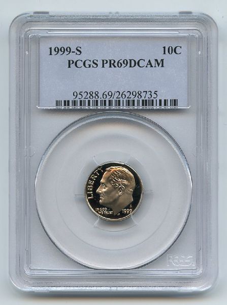 1999 S 10C Clad Roosevelt Dime PCGS PR69DCAM