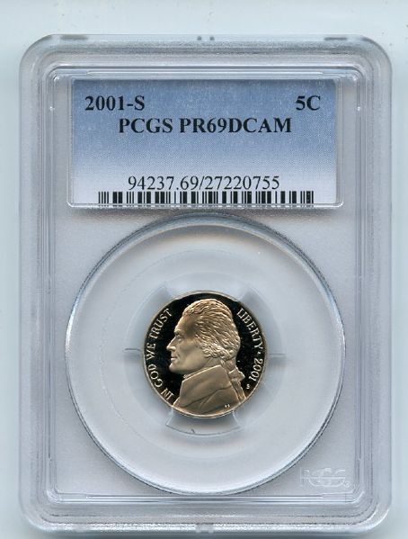 2001 S 5C Jefferson Nickel PCGS PR69DCAM