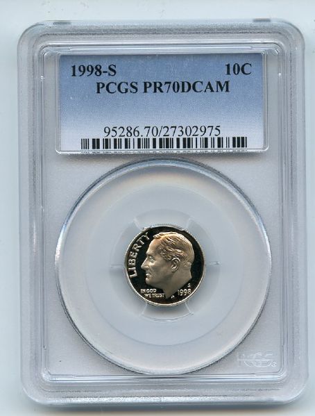 1998 S 10C Roosevelt Dime Proof PCGS PR70DCAM