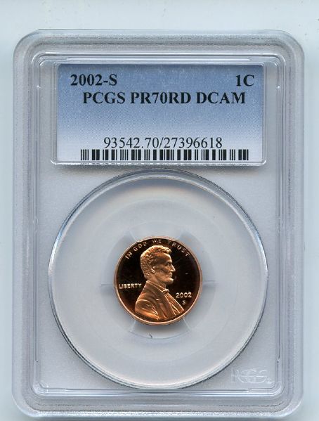 2002 S 1C Lincoln Cent PCGS PR70DCAM