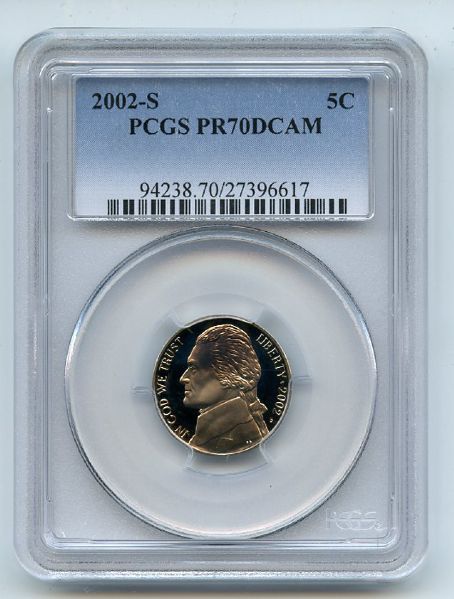 2002 S 5C Jefferson Nickel PCGS PR70DCAM