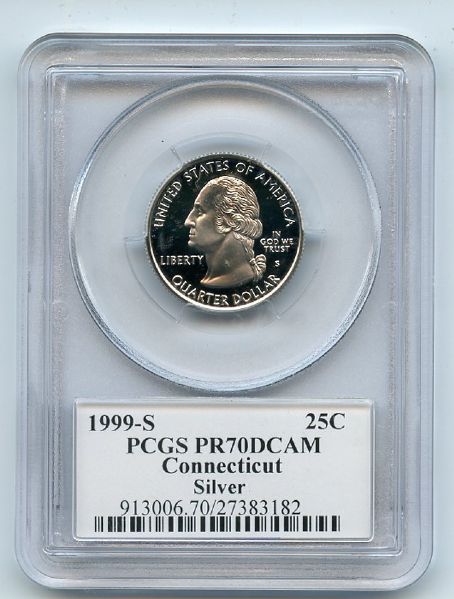 1999 S 25C Silver Connecticut Quarter PCGS PR70DCAM