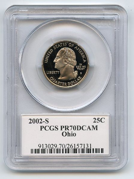 2002 S 25C Clad Ohio Quarter PCGS PR70DCAM