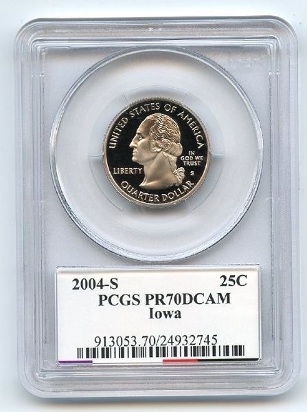 2004 S 25C Clad Iowa Quarter PCGS PR70DCAM