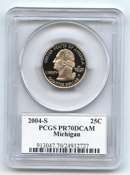 2004 S 25C Clad Michigan Quarter PCGS PR70DCAM