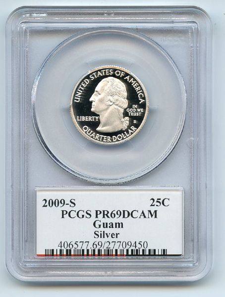 2009 S 25C Silver Guam Quarter PCGS PR69DCAM