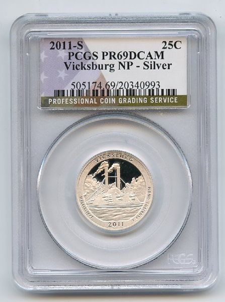 2011 S 25C Silver Vicksburg Quarter PCGS PR69DCAM