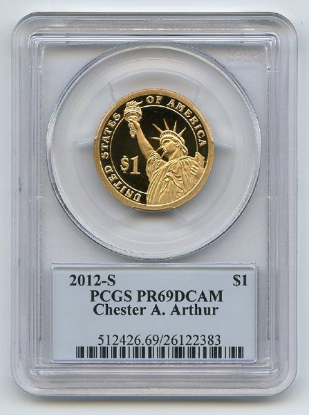 2012 S $1 Chester A Arthur Dollar PCGS PR69DCAM