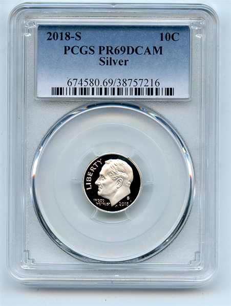 2018 S 10C Silver Roosevelt Dime PCGS PR69DCAM