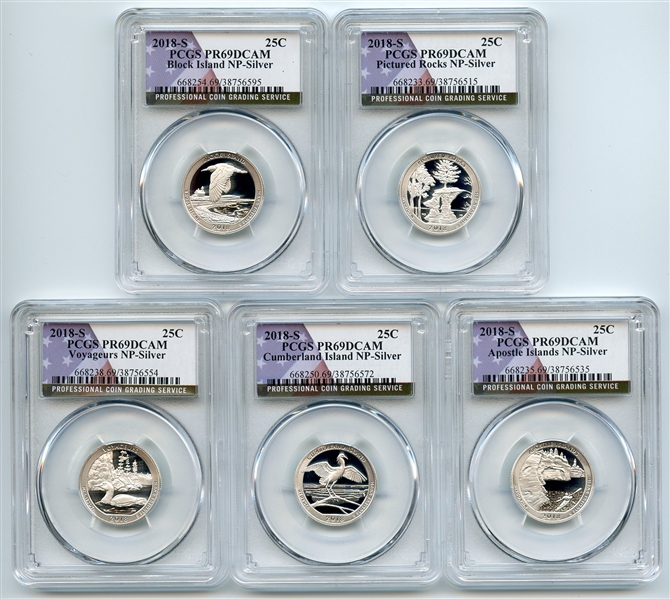 2018 S Silver National Parks Quarter Set PCGS PR69DCAM