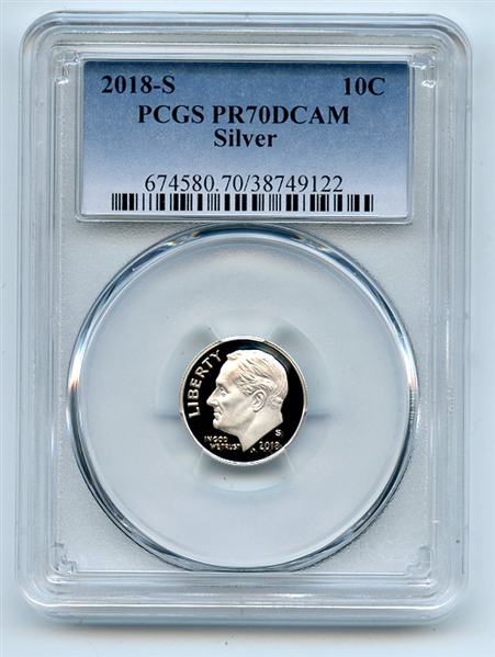 2018 S 10C Silver Roosevelt Dime PCGS PR70DCAM