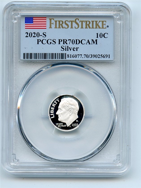 2020 S 10C Silver Roosevelt Dime PCGS PR70DCAM First Strike