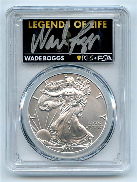 2021 $1 Silver Eagle T1 Last Day Production PCGS MS70 Legends of Life Wade Boggs