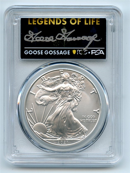 2021 $1 Silver Eagle T1 Last Day Production PCGS MS70 Legends Life Goose Gossage