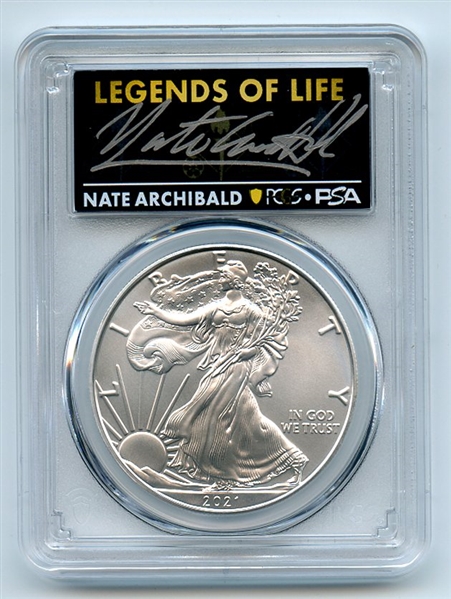 2021 $1 Silver Eagle T1 Last Da Production PCGS MS70 Legends Life Nate Archibald