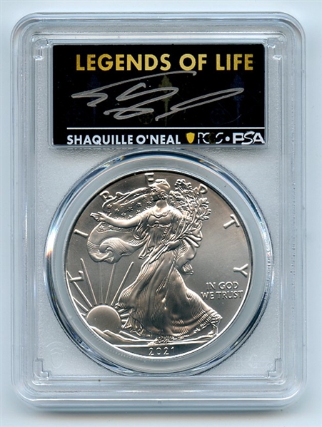 2021 (P) $1 Emergency Issue Silver Eagle PCGS MS70 Legends of Life Shaq O'Neal