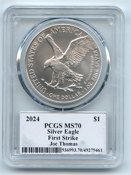 2024 $1 American Silver Eagle 1oz PCGS MS70 FS Legends of Life Joe Thomas