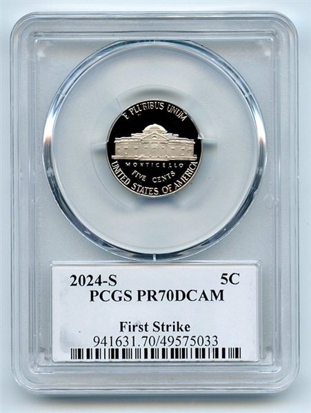 2024 S 5C Jefferson Nickel PCGS PR70DCAM First Strike Thomas Leonard Buckley