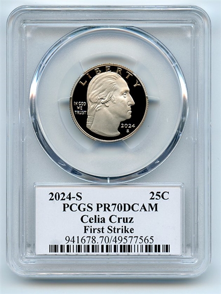 2024 S 25C Clad Celia Cruz Quarter PCGS PR70DCAM FS Leonard Buckley