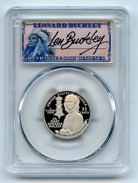 2024 S 25C Clad Dr. Mary Edwards Walker Quarter PCGS PR70DCAM FS Leonard Buckley