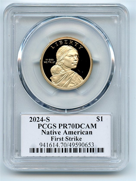 2024 S $1 Sacagawea Dollar PCGS PR70DCAM First Strike Thomas Leonard Buckley