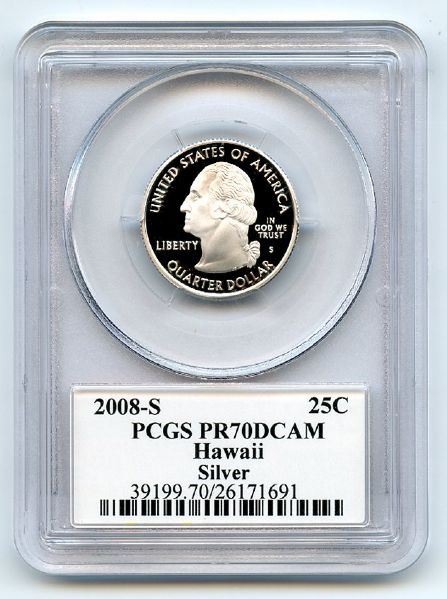 2008 S 25C Silver Hawaii Quarter PCGS PR70DCAM