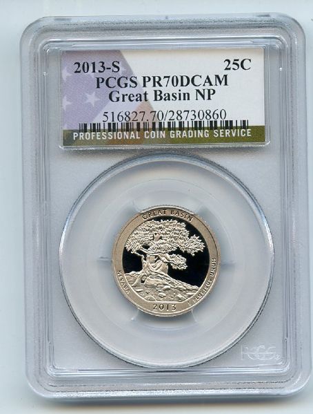 2013 S 25C Clad Great Basin Quarter PCGS PR70DCAM