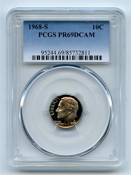 1968 S 10C Roosevelt Dime PCGS PR69DCAM