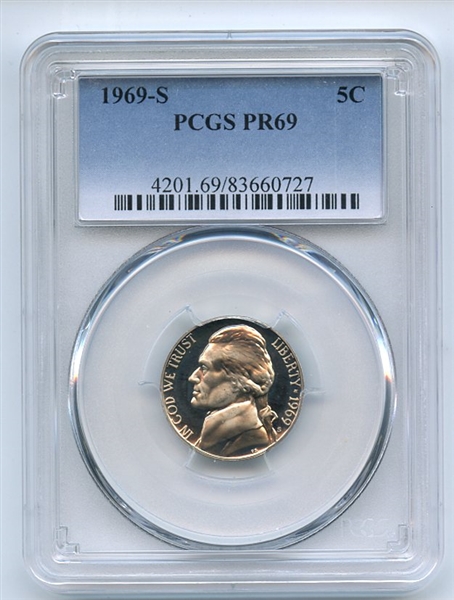 1969 S 5C Jefferson Nickel PCGS PR69