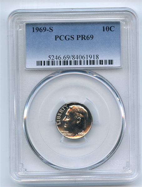 1969 S 10C Roosevelt Dime PCGS PR69