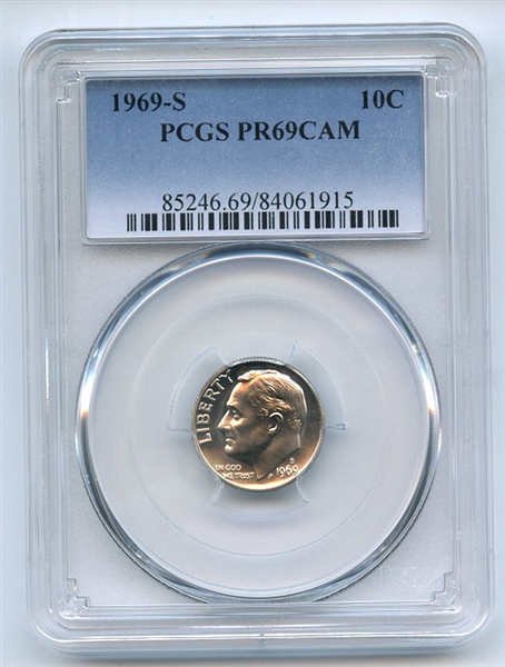 1969 S 10C Roosevelt Dime PCGS PR69CAM