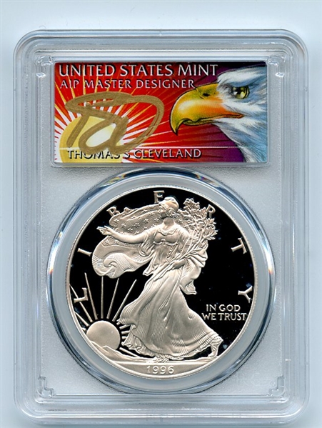 1996 P $1 Proof American Silver Eagle 1oz PCGS PR69DCAM Thomas Cleveland Eagle