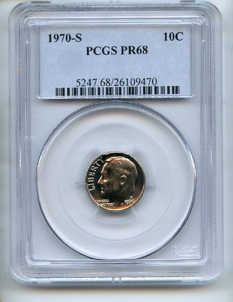 1970 S 10C Roosevelt Dime PCGS PR68