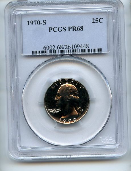 1970 S 25C Washington Quarter PCGS PR68