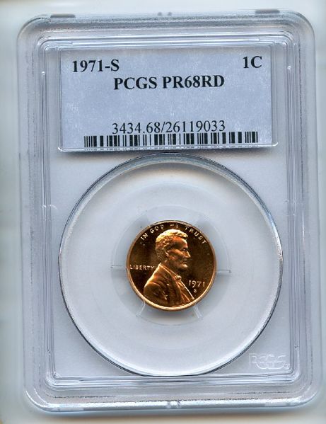 1971 S 1C Lincoln Cent PCGS PR68