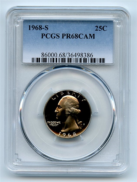 1968 S 25C Washington Quarter PCGS PR68CAM