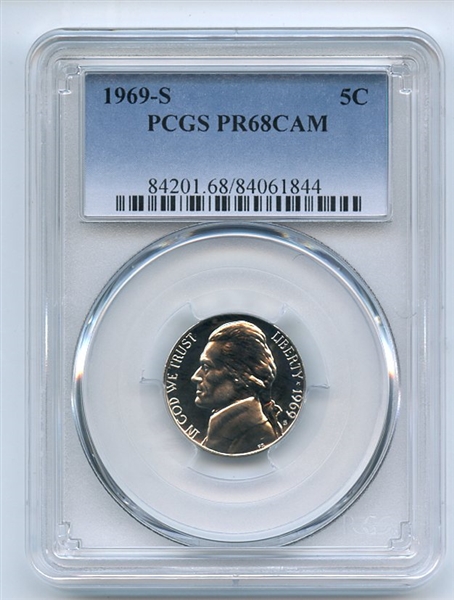 1969 S 5C Jefferson Nickel PCGS PR68CAM