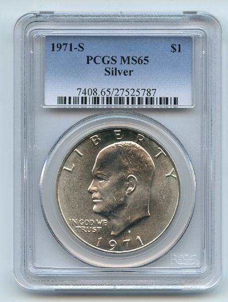 1971 S $1 Silver Ike Eisenhower Dollar PCGS MS65