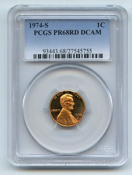 1974 S 1C Lincoln Cent Proof PCGS PR68DCAM