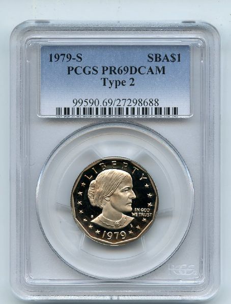 1979 S $1 T2 Type 2 SBA Susan B Anthony Dollar Proof PCGS PR69DCAM