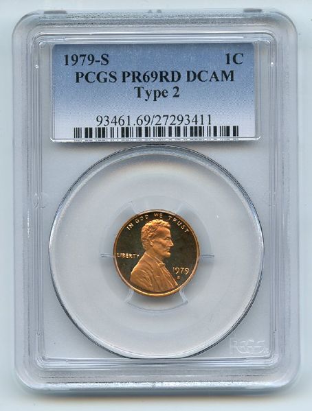 1979 S 1C T2 Type 2 Lincoln Cent Proof PCGS PR69DCAM